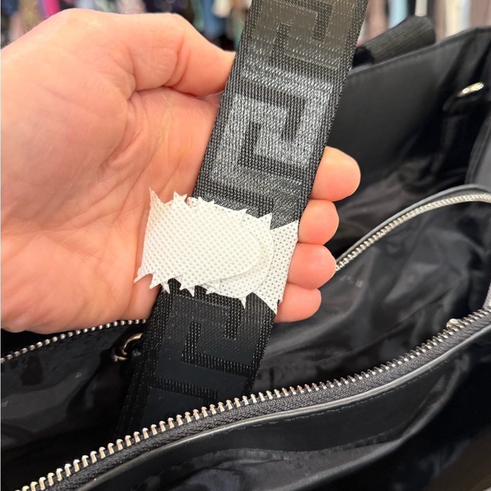 Versace Black Nylon Tote Bag | Silver Hardware Logo NWT - Picture 4 of 10